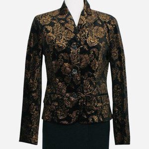LAUREN RALPH LAUREN Women's Classic Velveteen Jacquard Fitted Blazer EUC Size 6